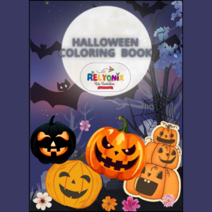 Spooky and fun Halloween Coloring Book for kids featuring pumpkins, ghosts, witches, and more!